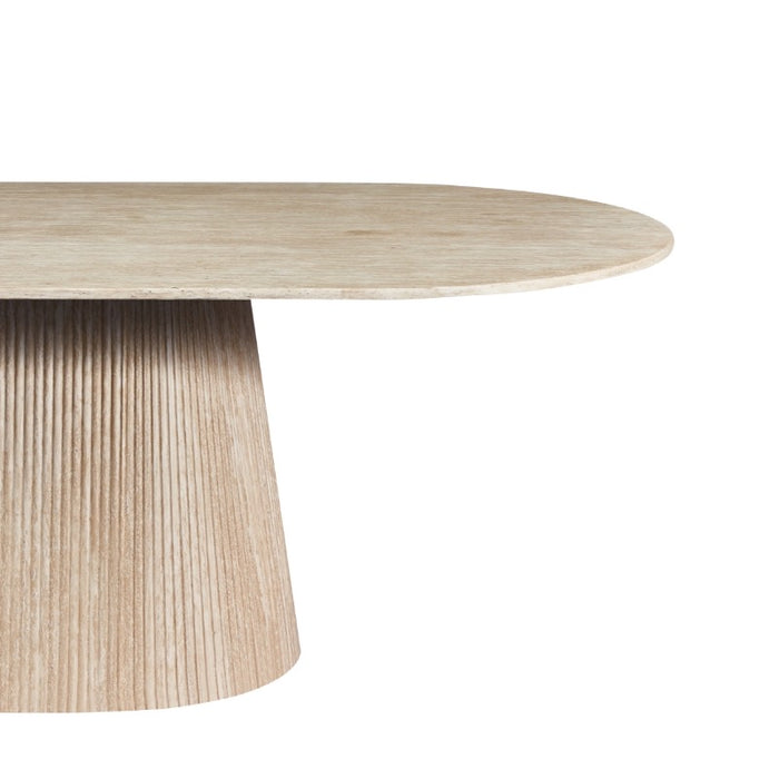 Table à Manger Japandi Martin Aspect Travertin 160 cm