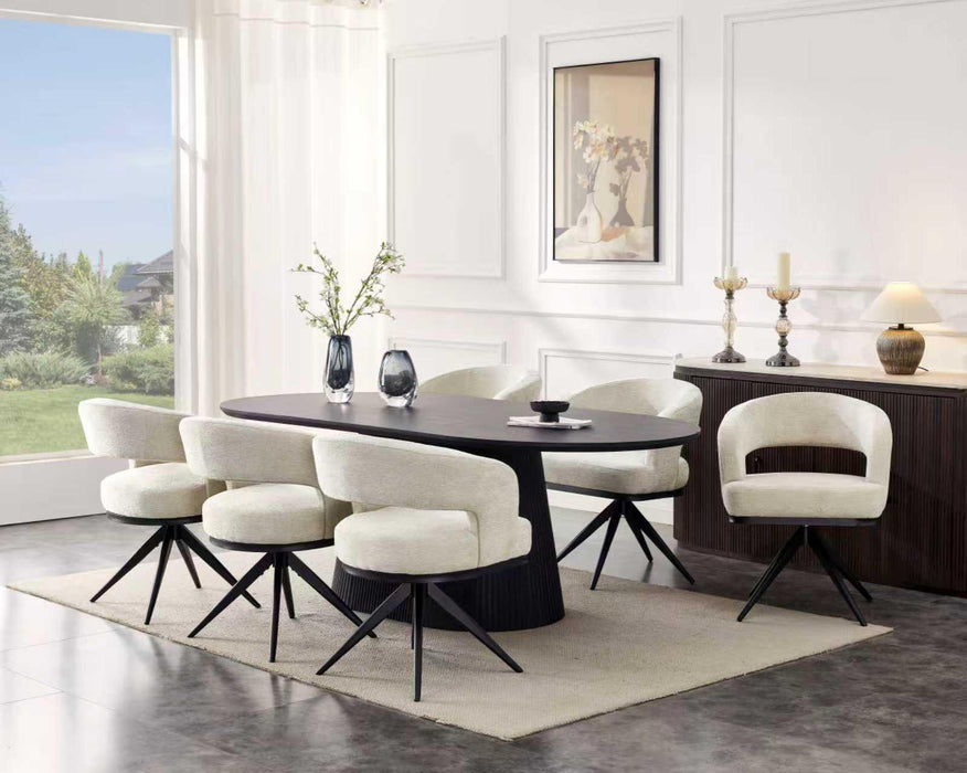 Chaise de salle à manger Japandi Belfort – Bouclé Stone