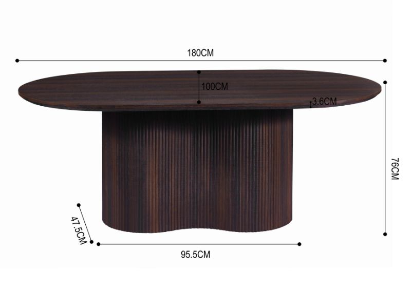 Japandi Eettafel Loubier Walnootkleur 180 cm