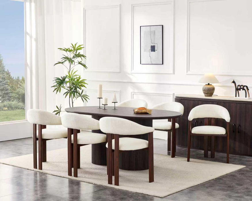 Chaise de Salle à Manger Japandi MOUZ Bouclé Crème