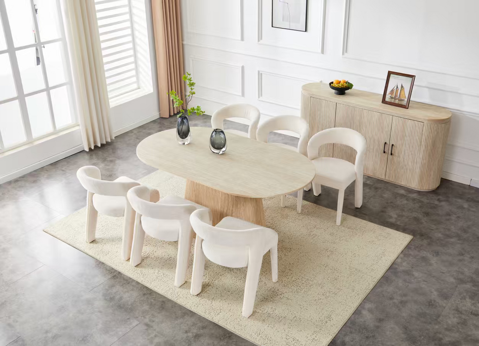 Japandi Eettafel Martin Travertin Look 220 cm