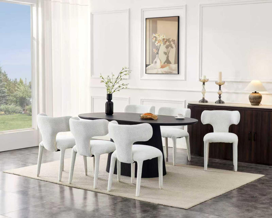 Chaise de salle à manger Japandi AVORIA Bouclé Crème