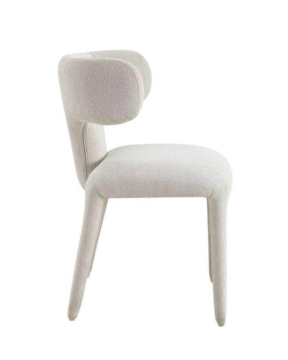 Chaise de salle à manger Japandi AVORIA Bouclé Stone