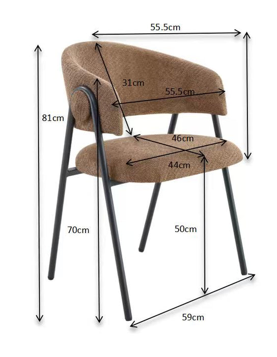 BARETZ Eetkamerstoel Bouclé Taupe