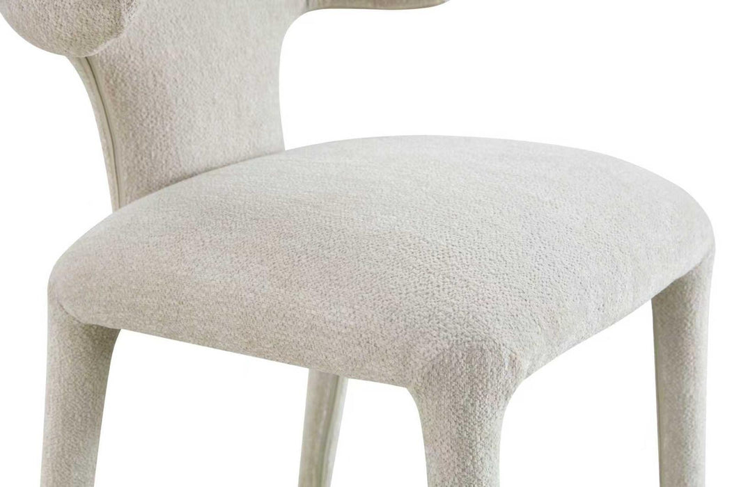 Japandi Eetkamerstoel AVORIA Bouclé Stone Set van 4