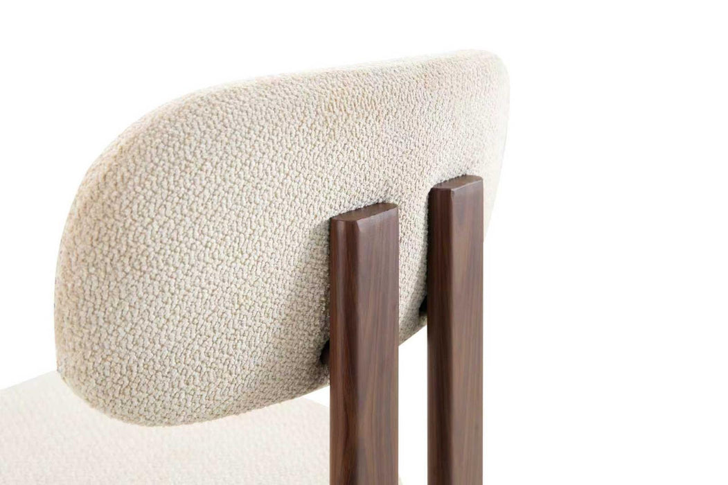 Chaise de Salle à Manger Japandi Caen Bouclé Stone
