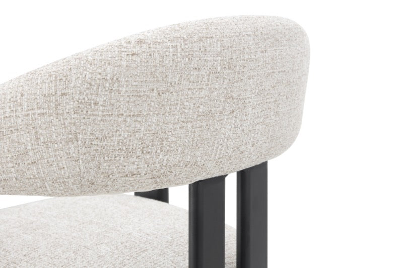 Chaise de Salle à Manger Japandi MOUZ Bouclé Stone