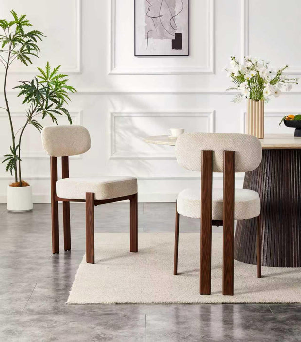 Chaise de Salle à Manger Japandi Caen Bouclé Stone