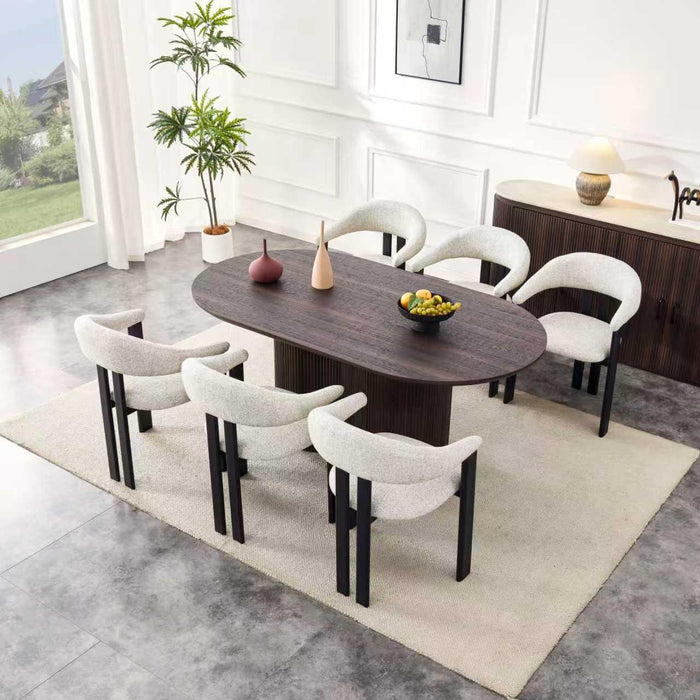 Japandi Eetkamerstoel MOUZ Bouclé Stone Set van 2