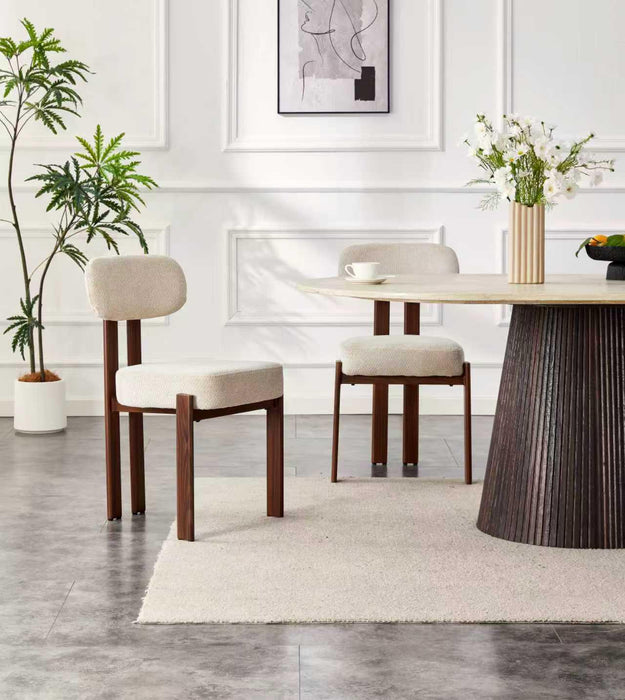 Table à Manger Japandi Gemont Pierre Frittée Aspect Travertin 160 cm