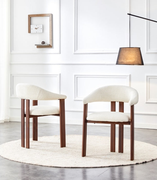 Chaise de Salle à Manger Japandi MOUZ Bouclé Crème