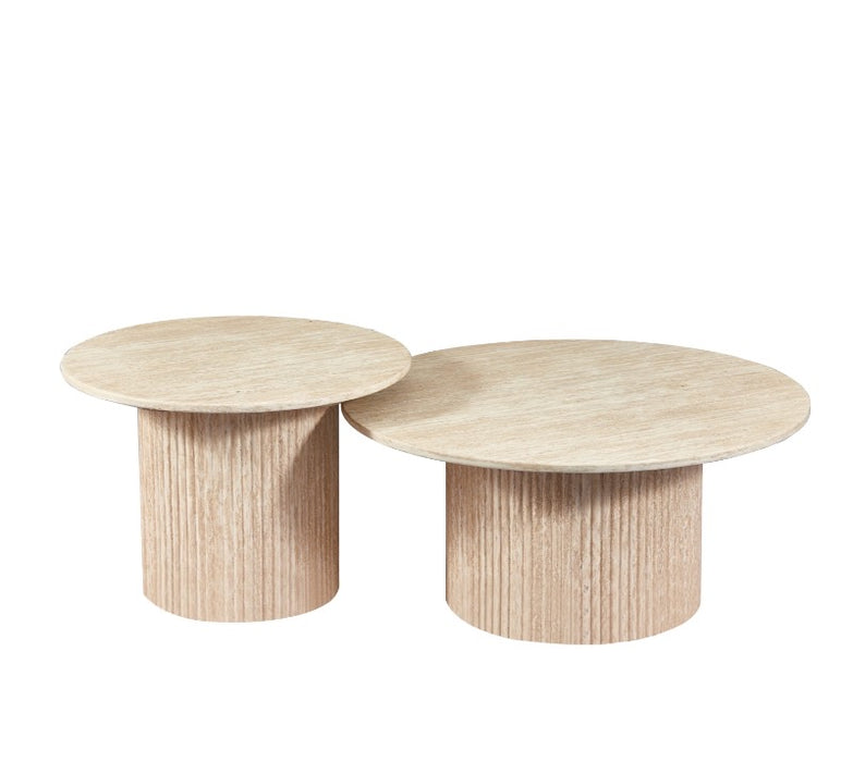 Japandi Salontafel Martin Set 2-in-1  Travertin Look