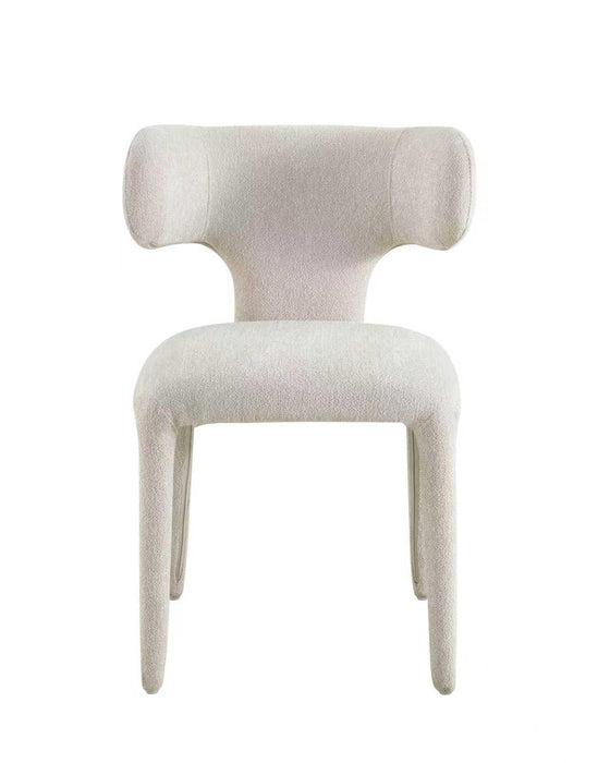 Japandi Eetkamerstoel AVORIA Bouclé Stone Set van 2