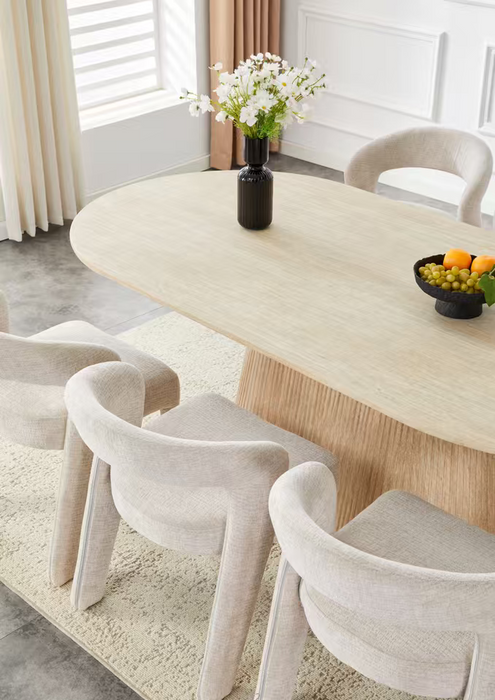 Japandi Eettafel Martin Travertin Look 220 cm