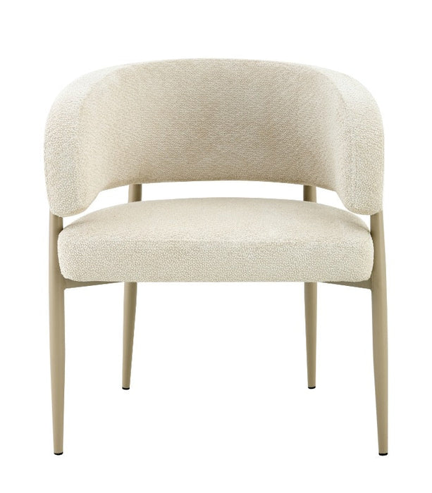 Japandi Eetkamerstoel Quintin Bouclé Creme Set van 4