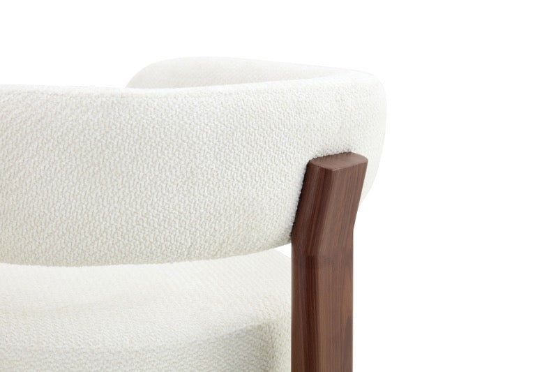 Chaise de salle à manger Japandi CARAT Bouclé Crème