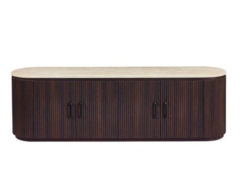 Japandi TV-Möbel Gemont Travertin Look 180 cm