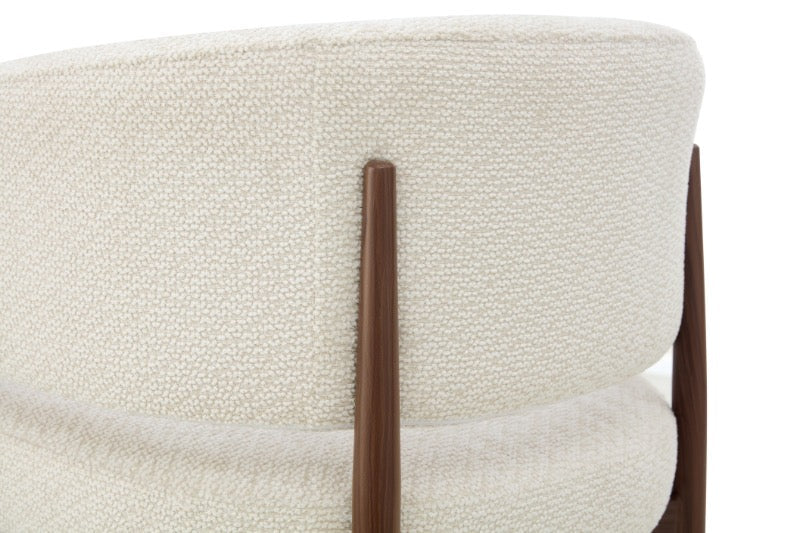 Japandi Eetkamerstoel Quintin Bouclé Stone Set van 4