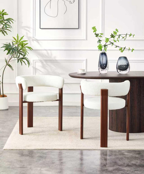 Chaise de salle à manger Japandi CARAT Bouclé Crème