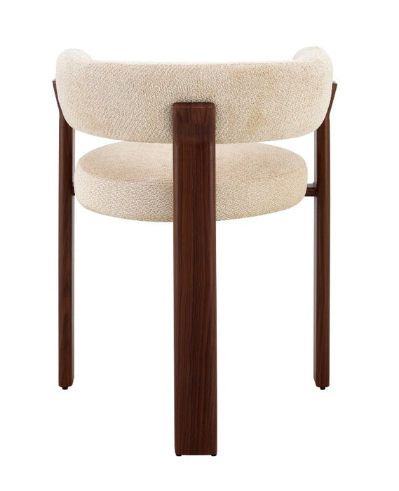 Japandi Eetkamerstoel CARAT Bouclé Stone Walnoot Set van 4