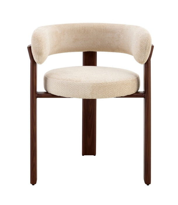 Japandi Eetkamerstoel CARAT Bouclé Stone Walnoot Set van 2