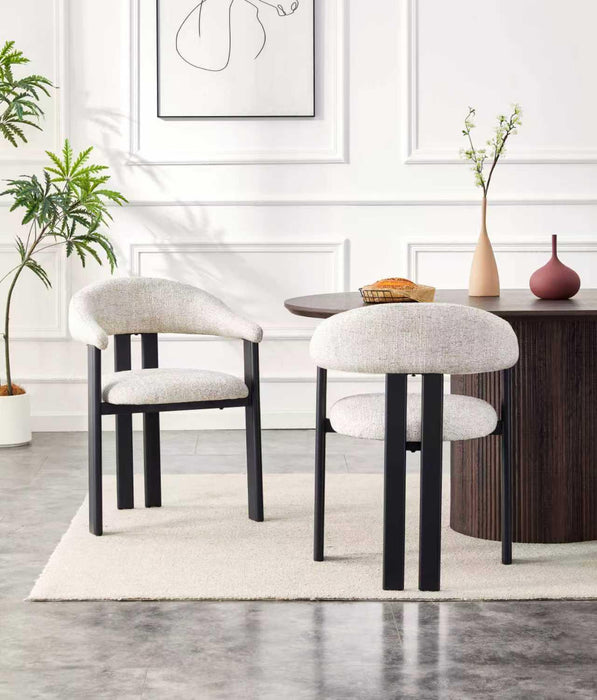 Chaise de Salle à Manger Japandi MOUZ Bouclé Stone