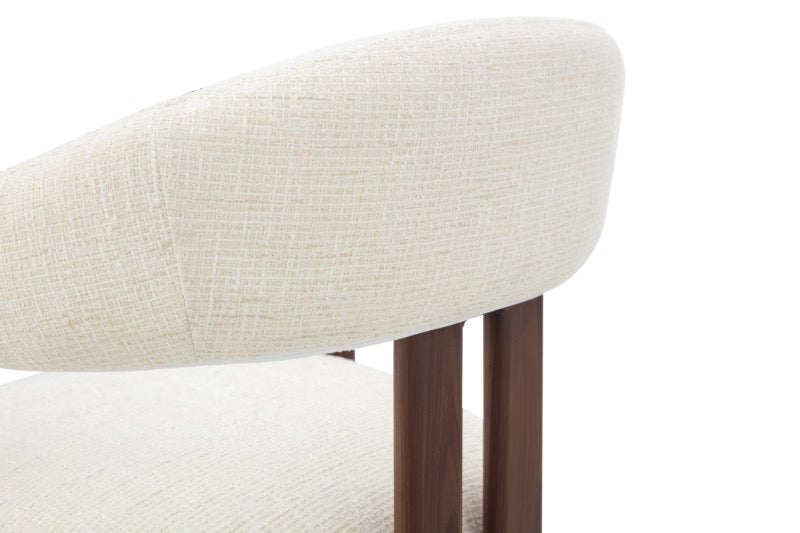 Chaise de Salle à Manger Japandi MOUZ Bouclé Crème