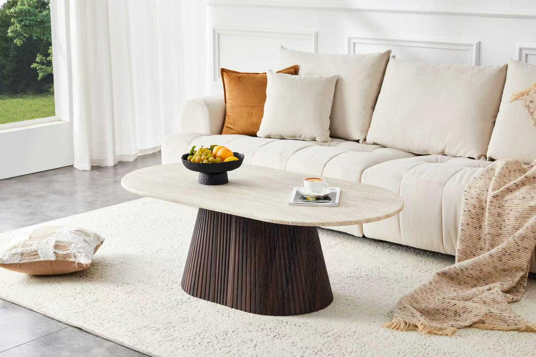 Japandi Salontafel Gemont Travertin Look 130 cm