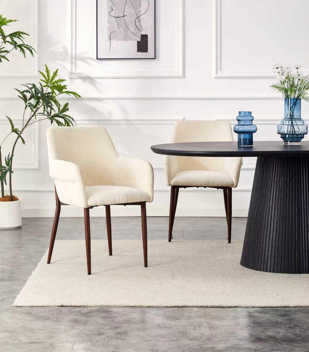 Japandi eetkamerstoel FLECHE Boucle Creme Set van 4