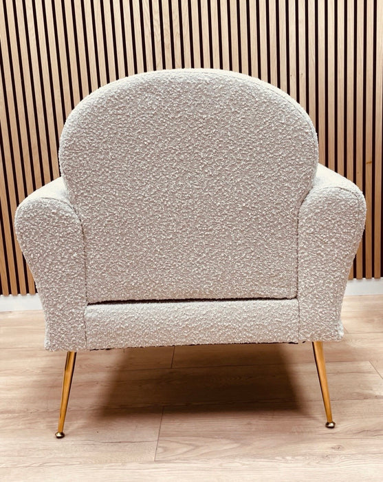 Fauteuil Design Ours Boucle Tissu Crème