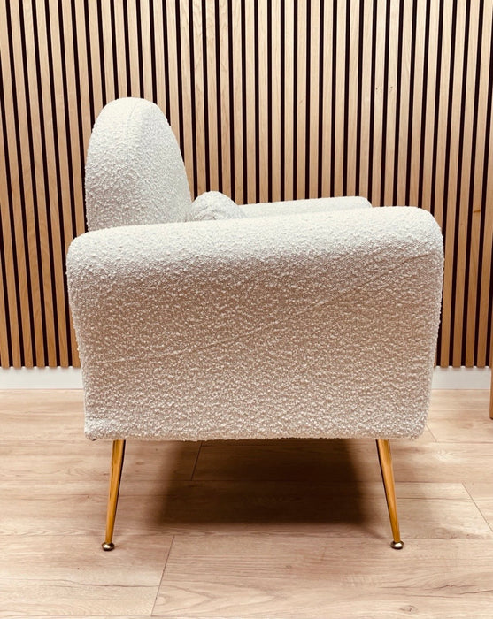 Fauteuil Design Ours Boucle Tissu Crème