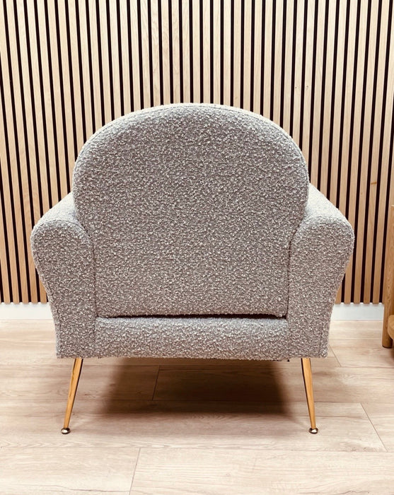 Fauteuil Design Ours Boucle Tissu Taupe