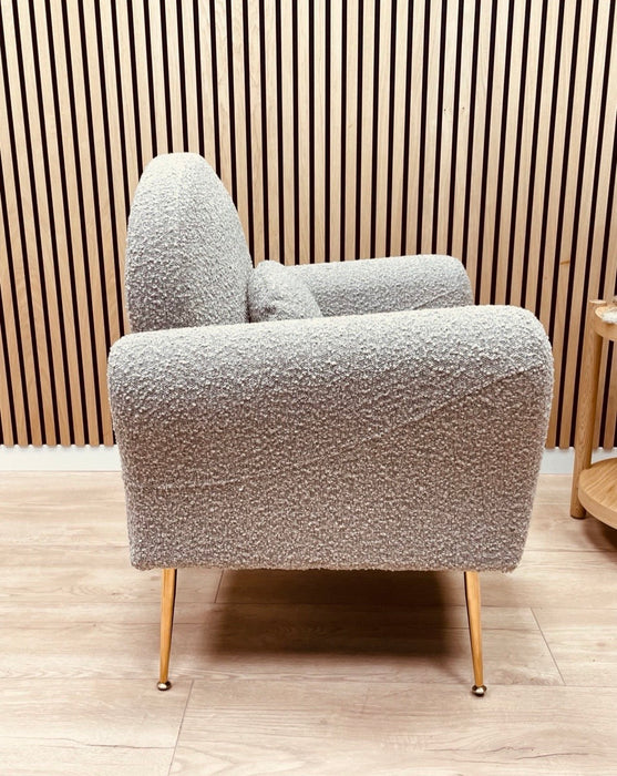 Fauteuil Design Ours Boucle Tissu Taupe