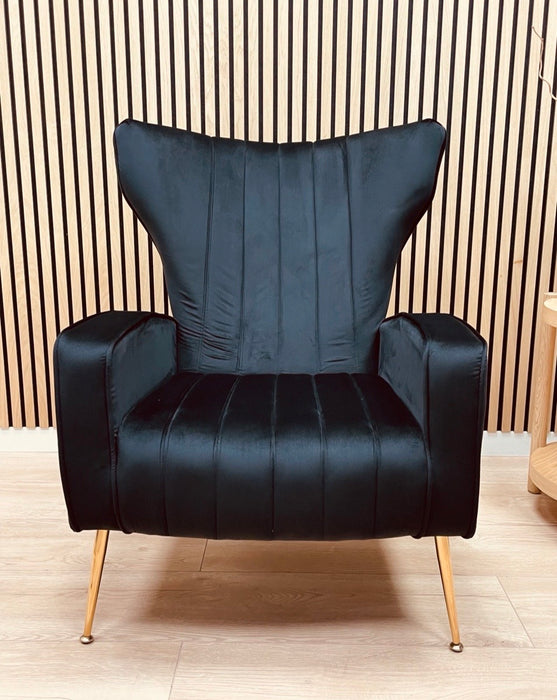 Design Fauteuil Havre Velours Stof Zwart