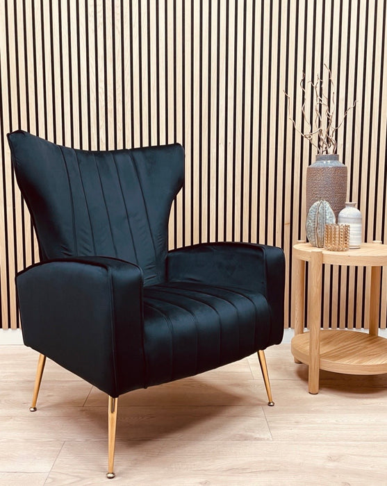 Design Fauteuil Havre Velours Stof Zwart