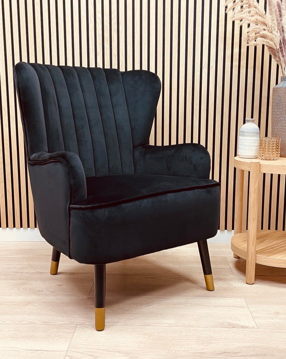 Fauteuil Design Noume Velours Zwart