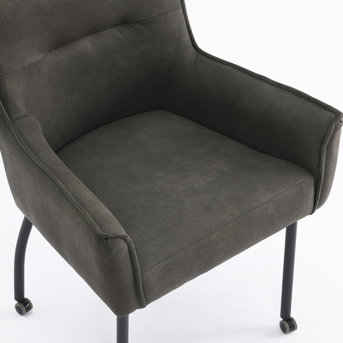 La chaise de salle à manger industrielle Ourier en cuir Anthracite