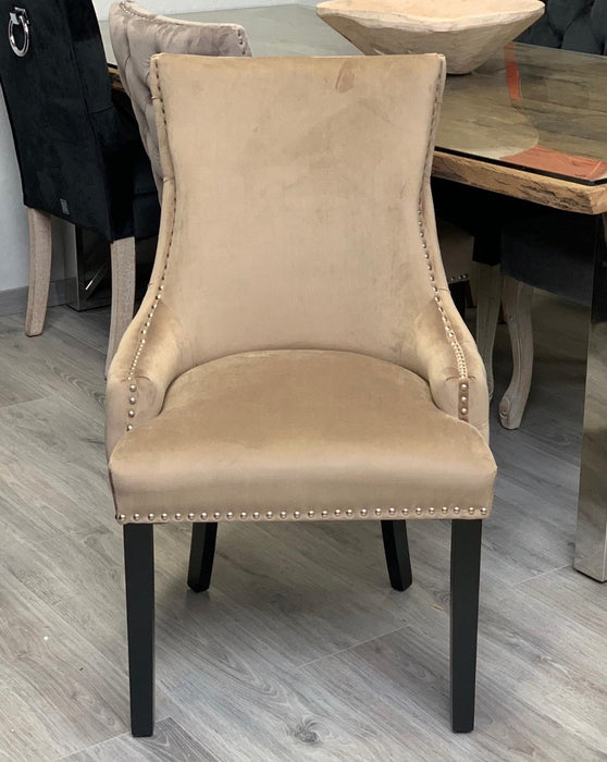 Chaise Velours Capitonnée Orleon Beige