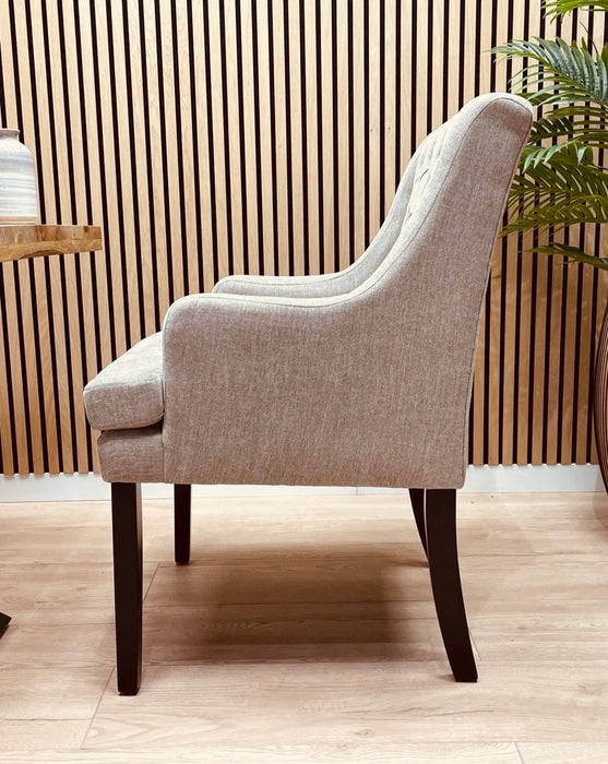 Chaise de Salle à Manger Boulogne Tissu en Lin Taupe