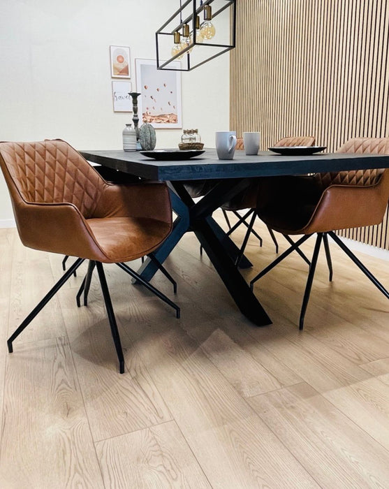 Table à Manger Industrielle GIROND Noir Bois de Manguier 220x110 cm