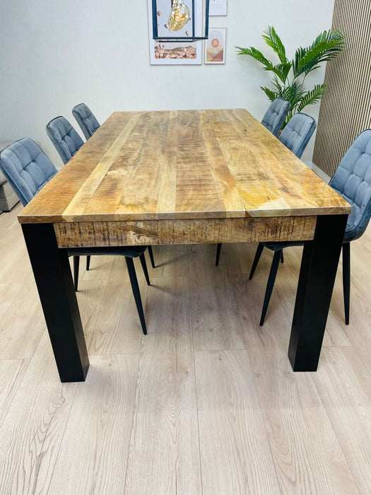 INDUSTRIELLER ESSTISCH MARNE MANGOHOLZ 240x110 cm