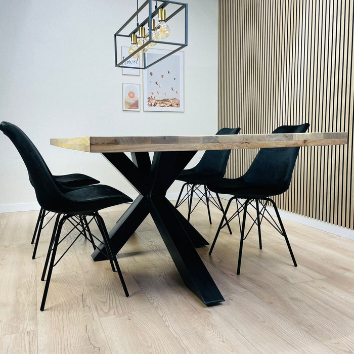 Table à Manger Industrielle GIROND Bois de Manguier 160x100 cm