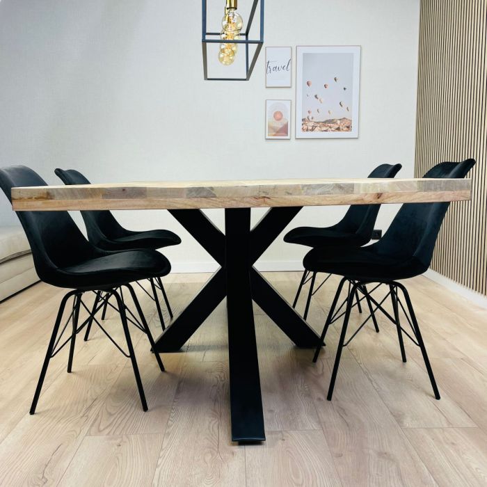 Table à Manger Industrielle GIROND Bois de Manguier 240x110 cm