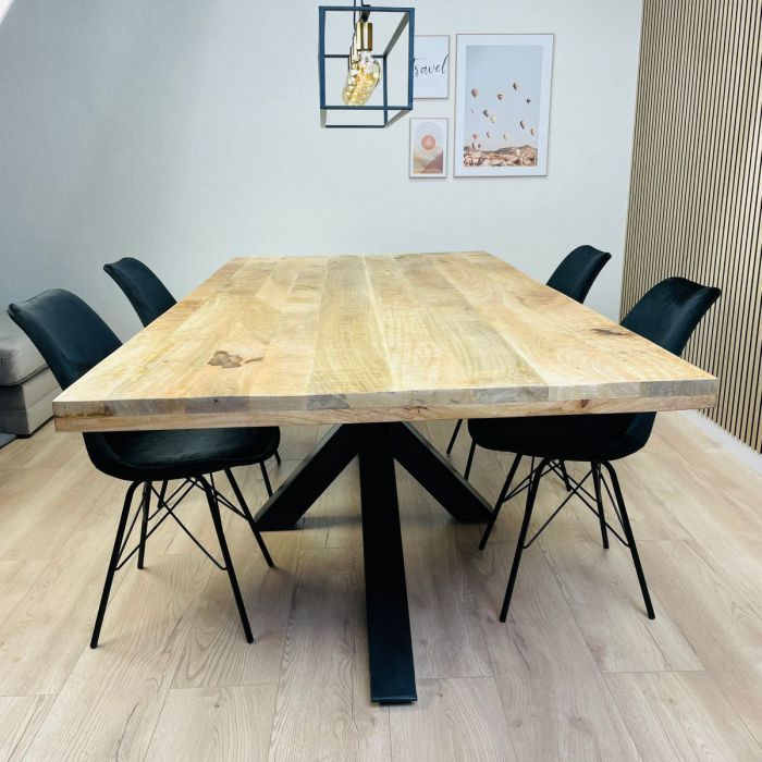 Table à Manger Industrielle GIROND Bois de Manguier 240x110 cm