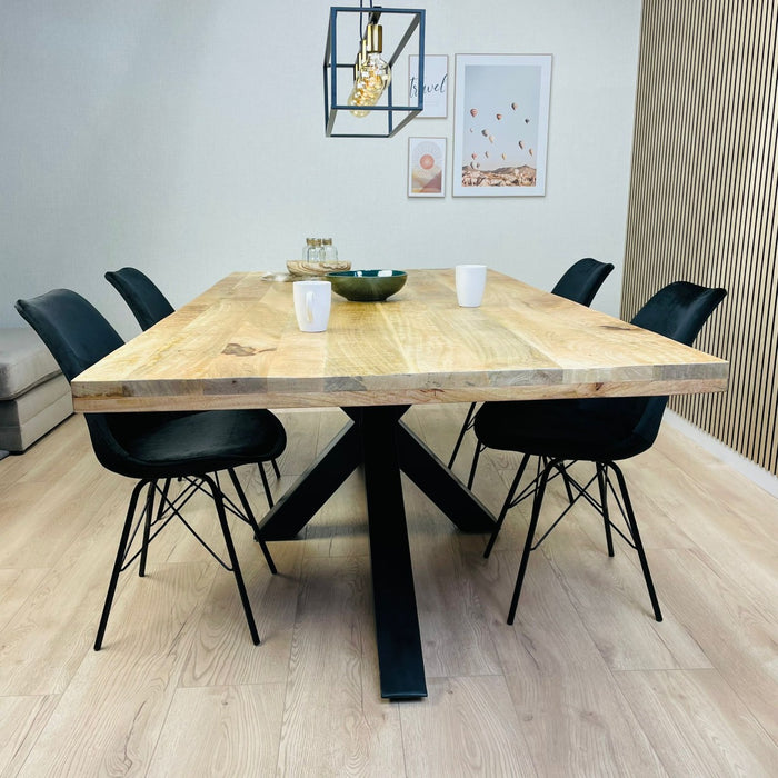 Table à Manger Industrielle GIROND Bois de Manguier 160x100 cm