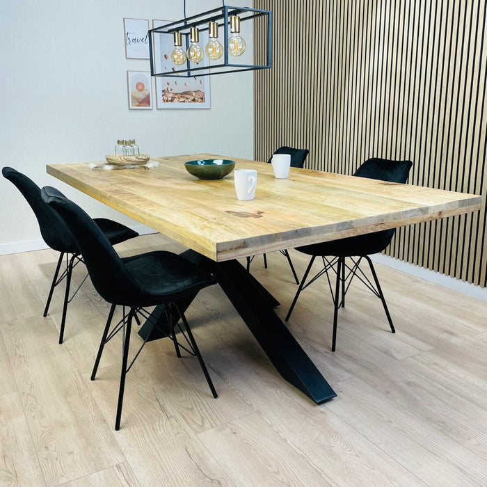 Table à Manger Industrielle GIROND Bois de Manguier 180x100 cm