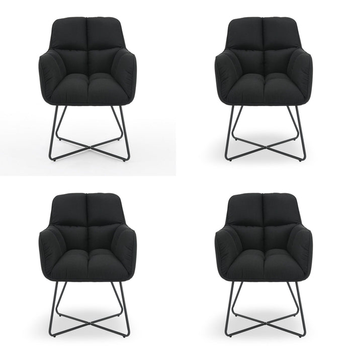 Eetkamerstoel Lacoure Linnen Zwart SET van 4